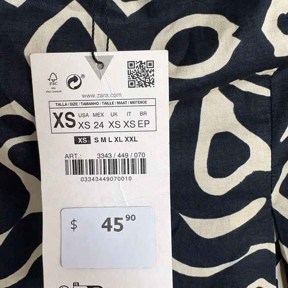 Zara Strapless Tube Top Abstract Print NWT XS Summer Top - Picture 2 of 7